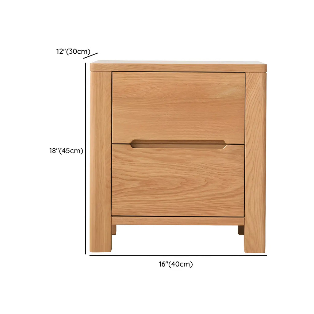 Table de chevet rectangulaire en bois naturel à 2 tiroirs