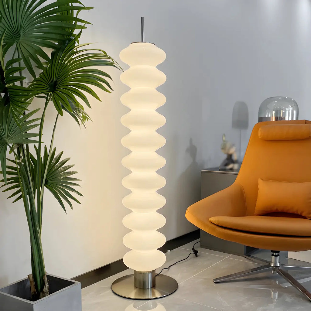 Lampadaire en verre et LED blanc sur pied pour la décoration du salon