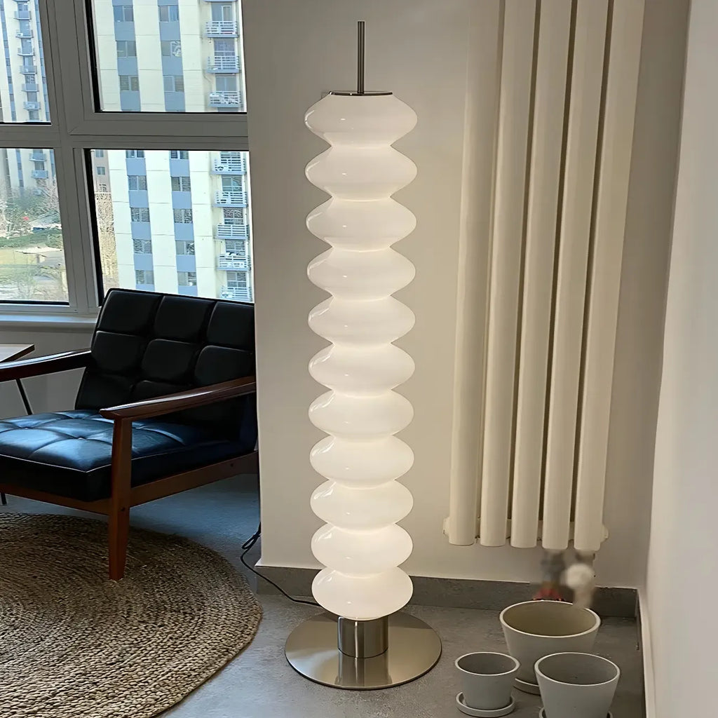 Lampadaire en verre et LED blanc sur pied pour la décoration du salon