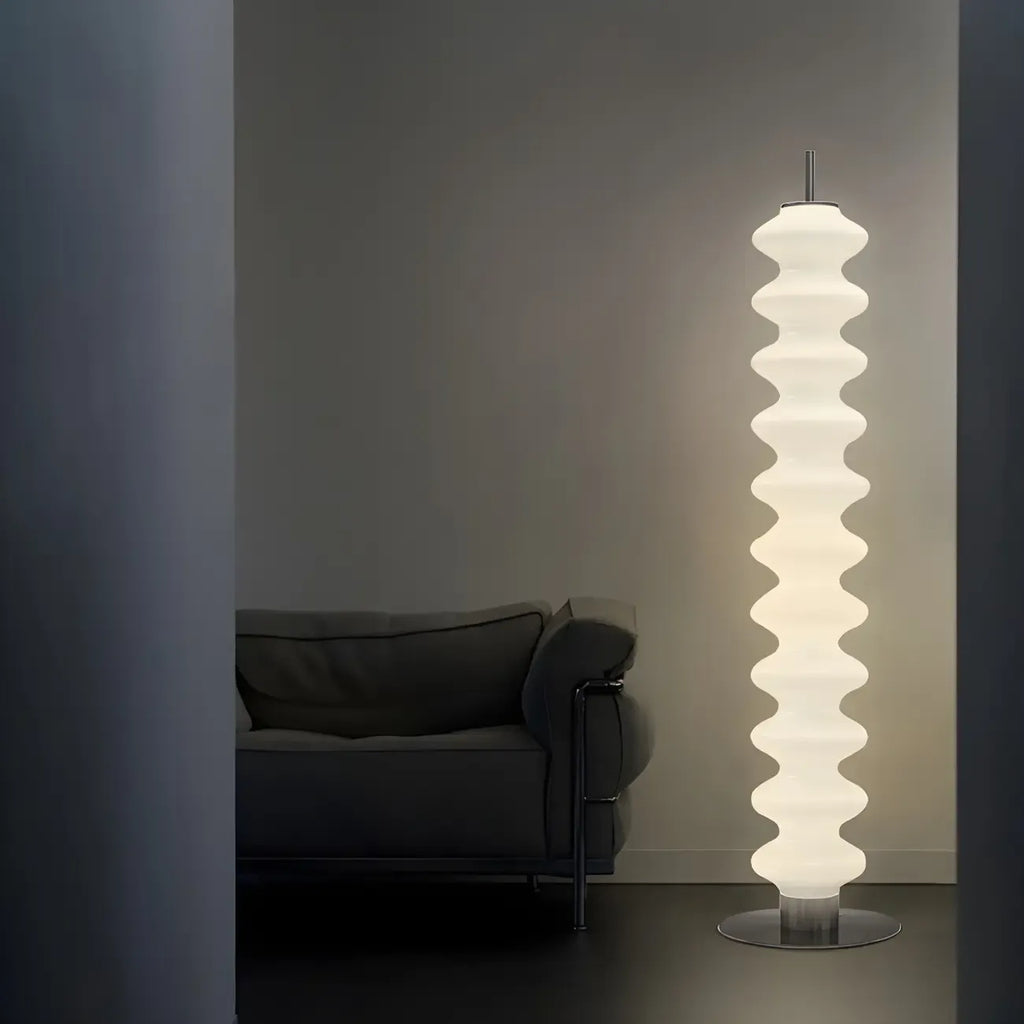 Lampadaire en verre et LED blanc sur pied pour la décoration du salon