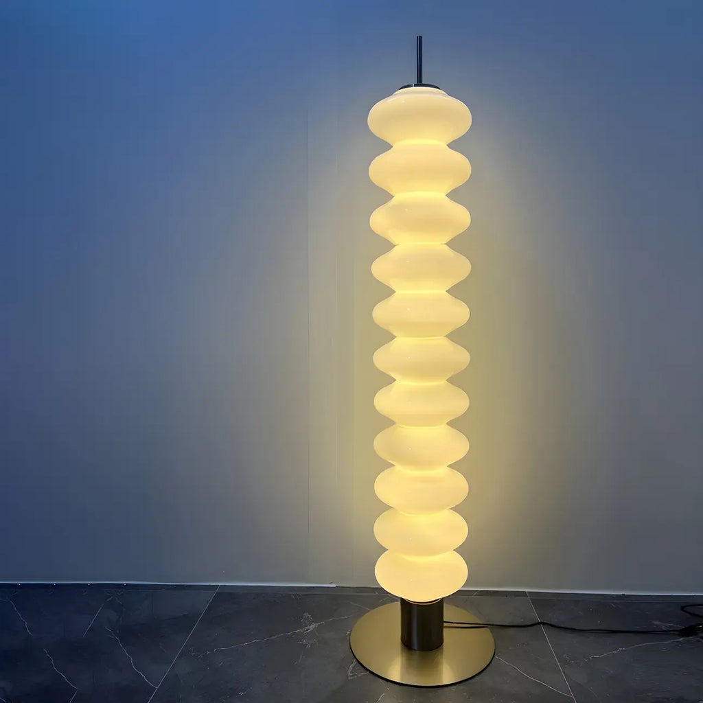 Lampadaire en verre et LED blanc sur pied pour la décoration du salon