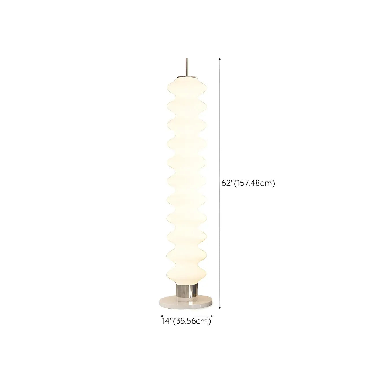 Lampadaire en verre et LED blanc sur pied pour la décoration du salon