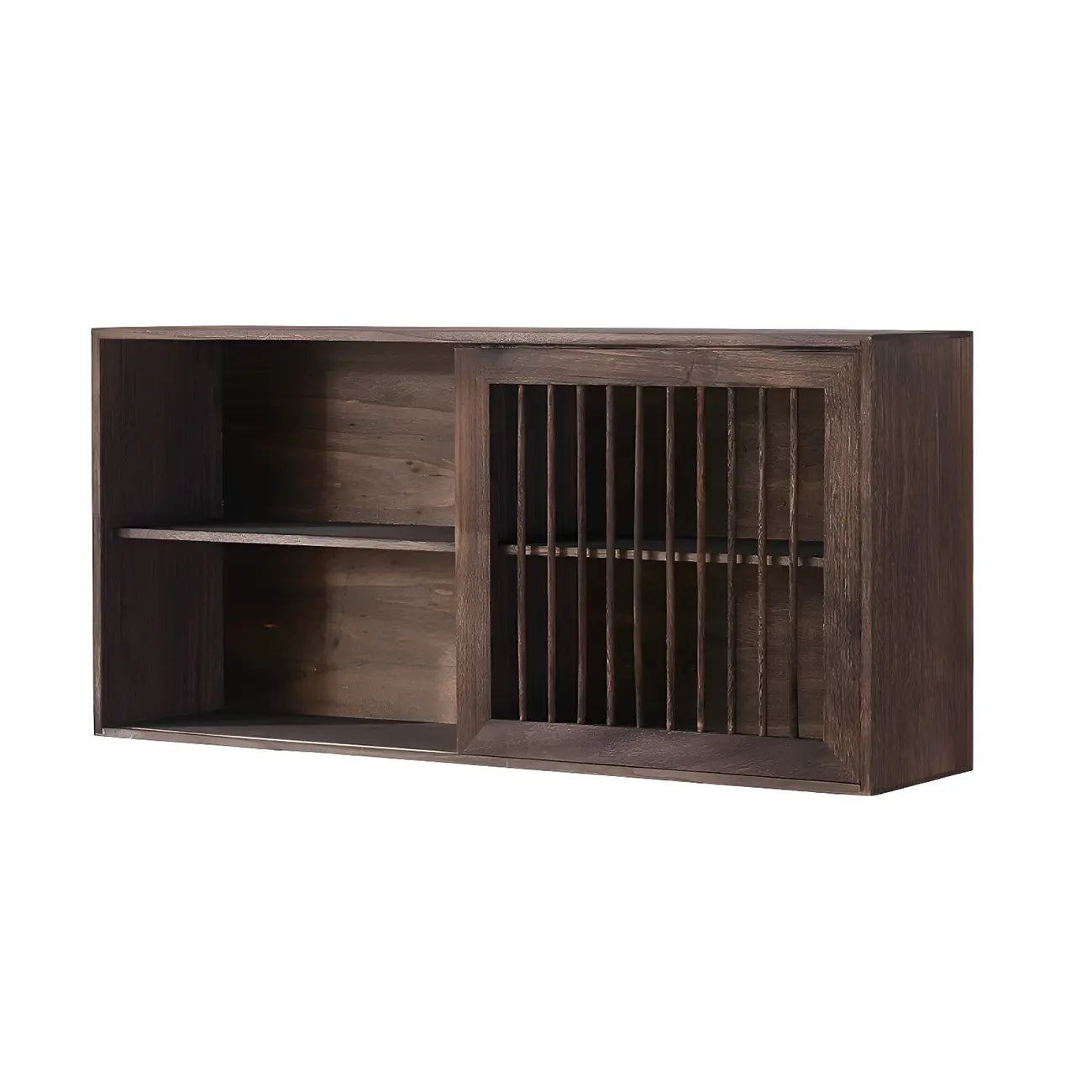 Vitrine murale à deux étagères en noyer, modèle Short Wood