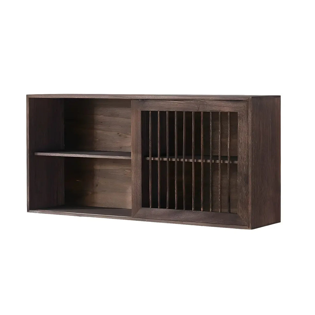 Vitrine murale à deux étagères en noyer, modèle Short Wood