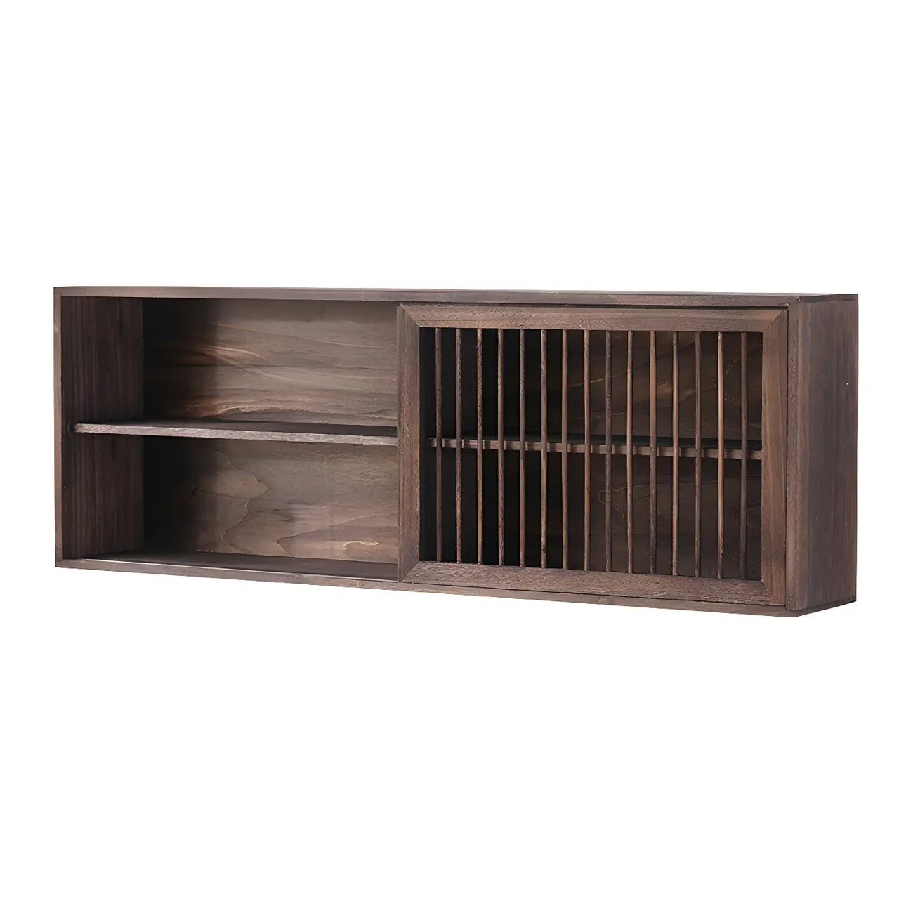 Vitrine murale à deux étagères en noyer, modèle Short Wood