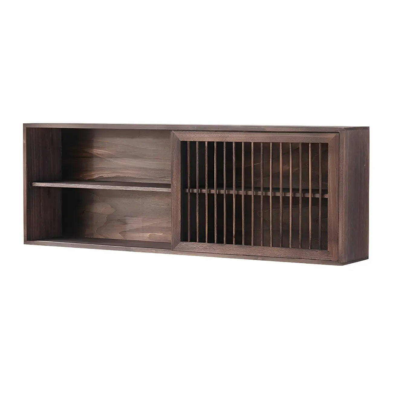 Vitrine murale à deux étagères en noyer, modèle Short Wood