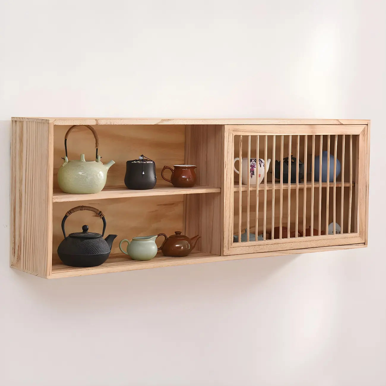 Vitrine murale à deux étagères en noyer, modèle Short Wood