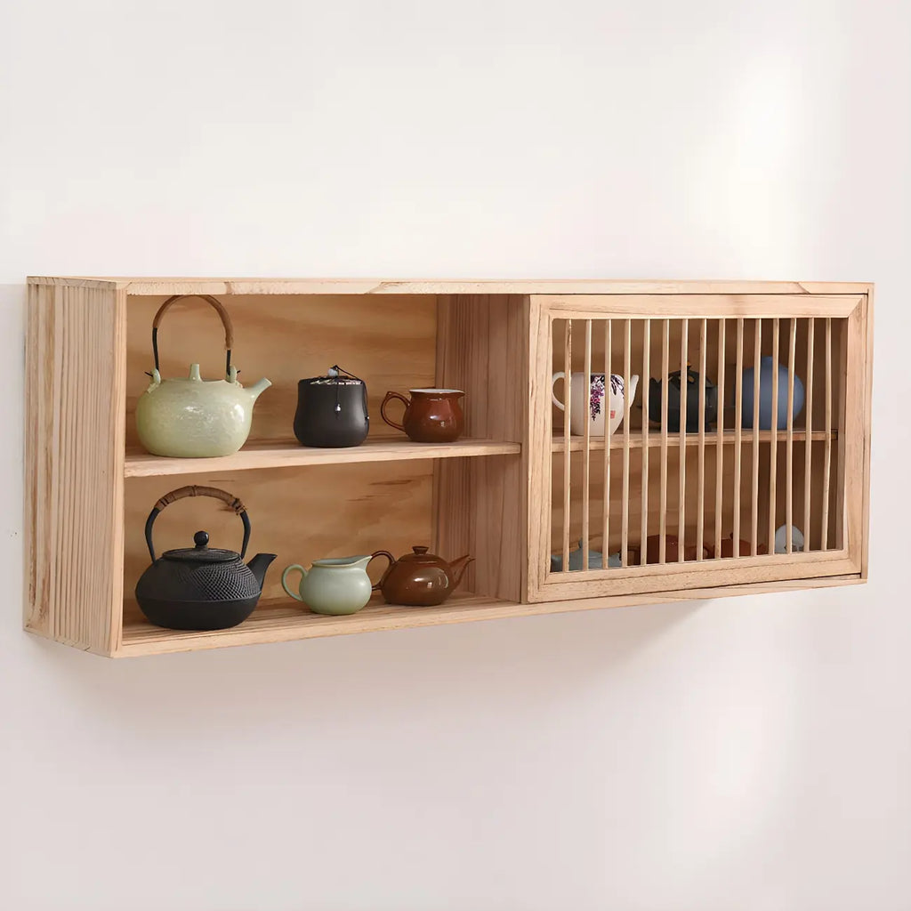 Vitrine murale à deux étagères en noyer, modèle Short Wood