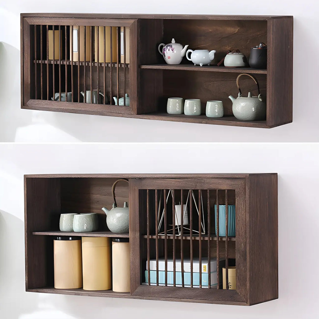 Vitrine murale à deux étagères en noyer, modèle Short Wood