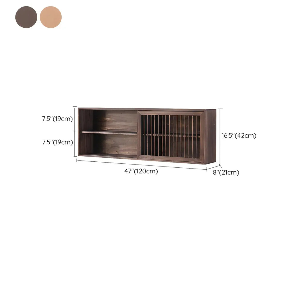 Vitrine murale à deux étagères en noyer, modèle Short Wood