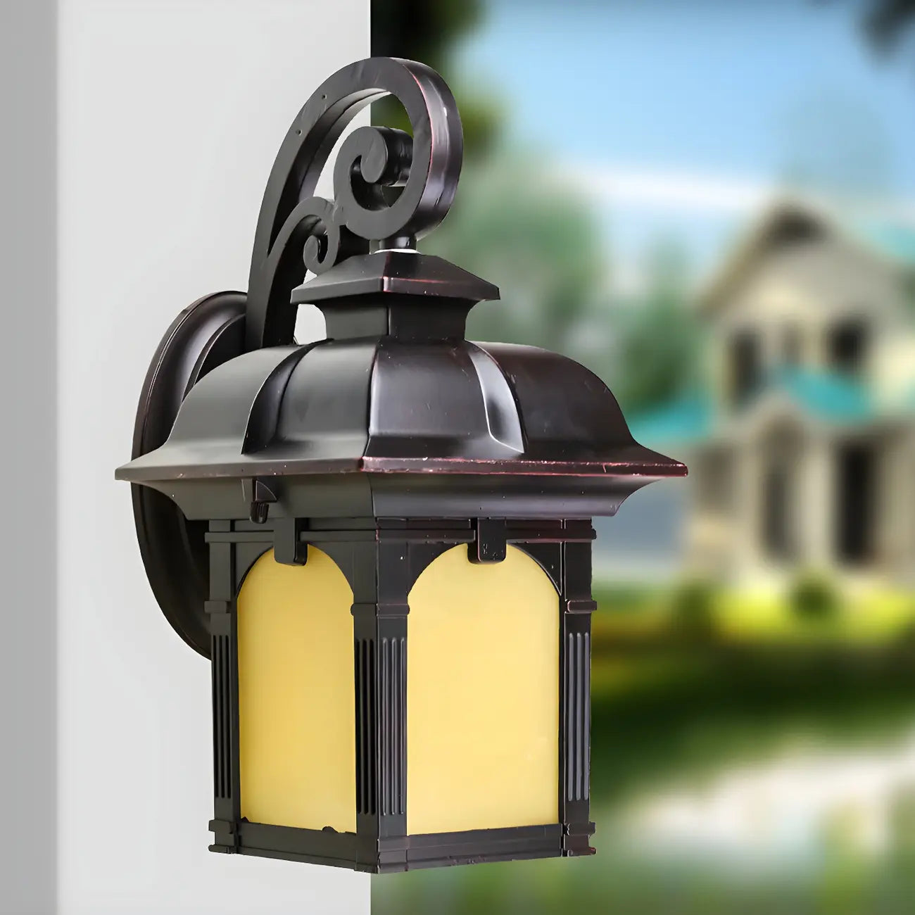 Applique murale d'extérieur rectangulaire en métal rustique et durable