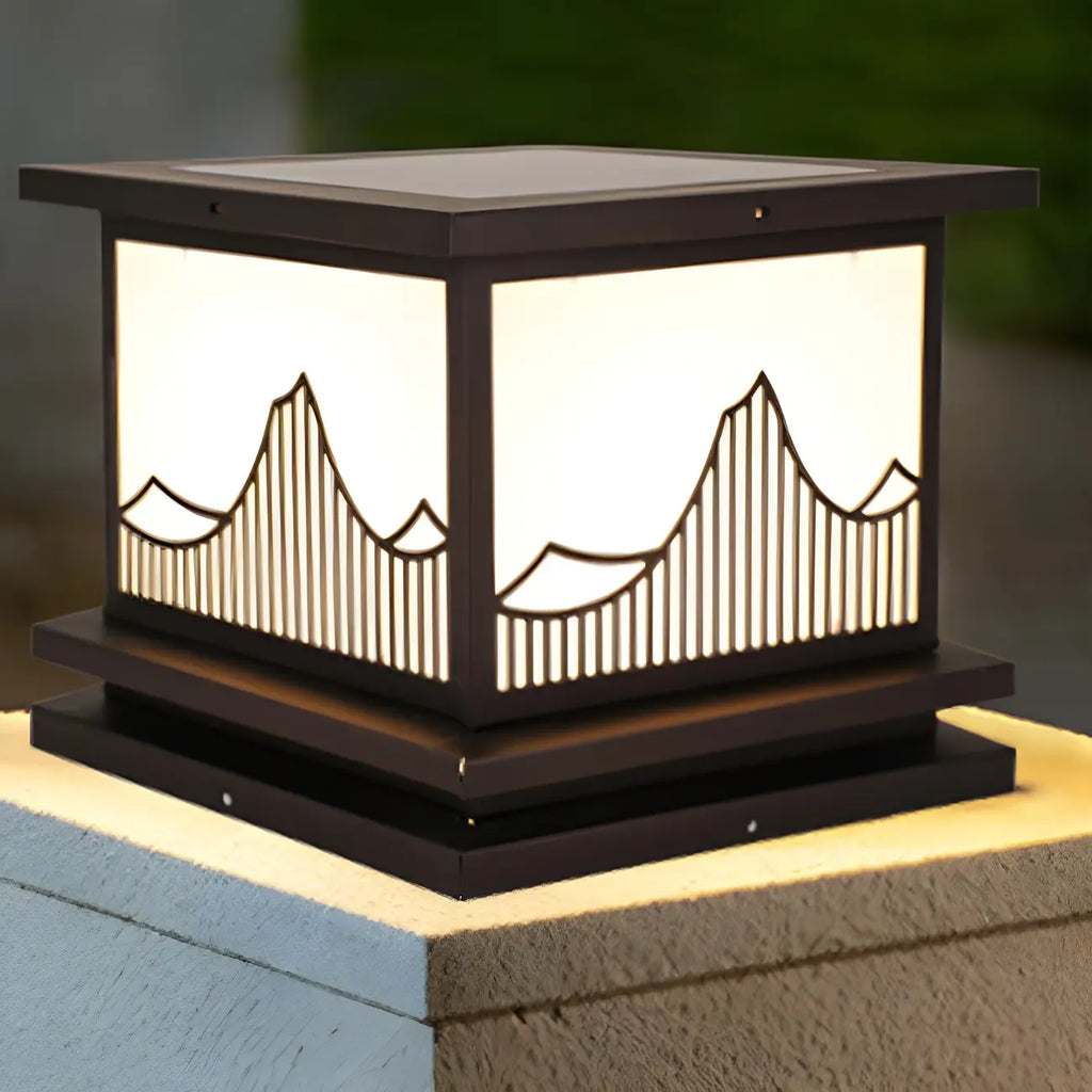 Lampadaires solaires d'extérieur noirs à silhouette de montagne moderne