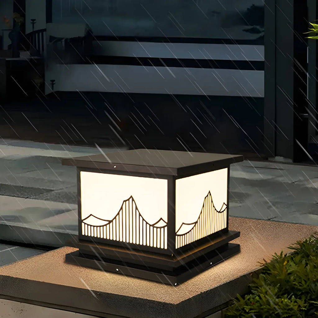 Lampadaires solaires d'extérieur noirs à silhouette de montagne moderne