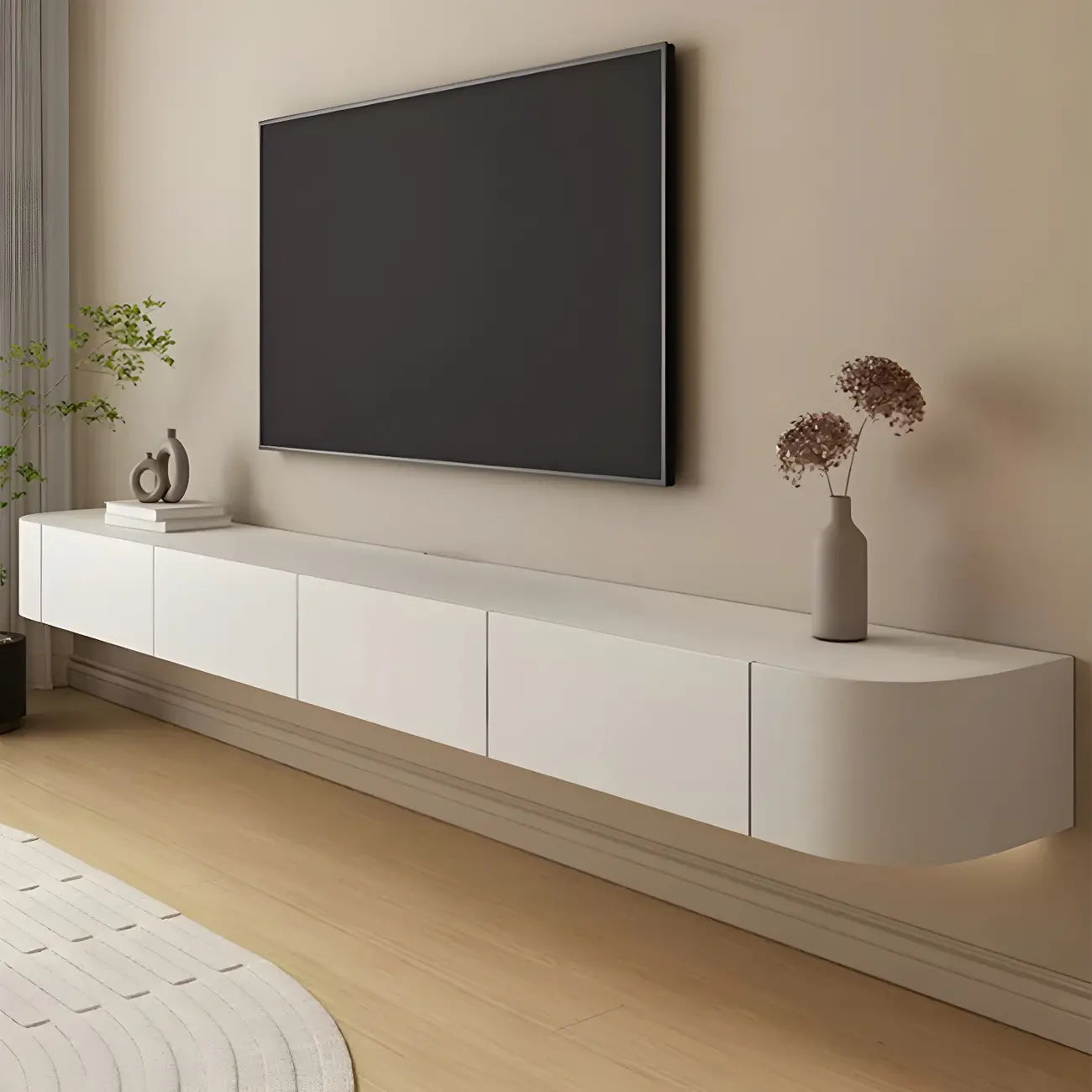 Meuble TV mural moderne en bois blanc