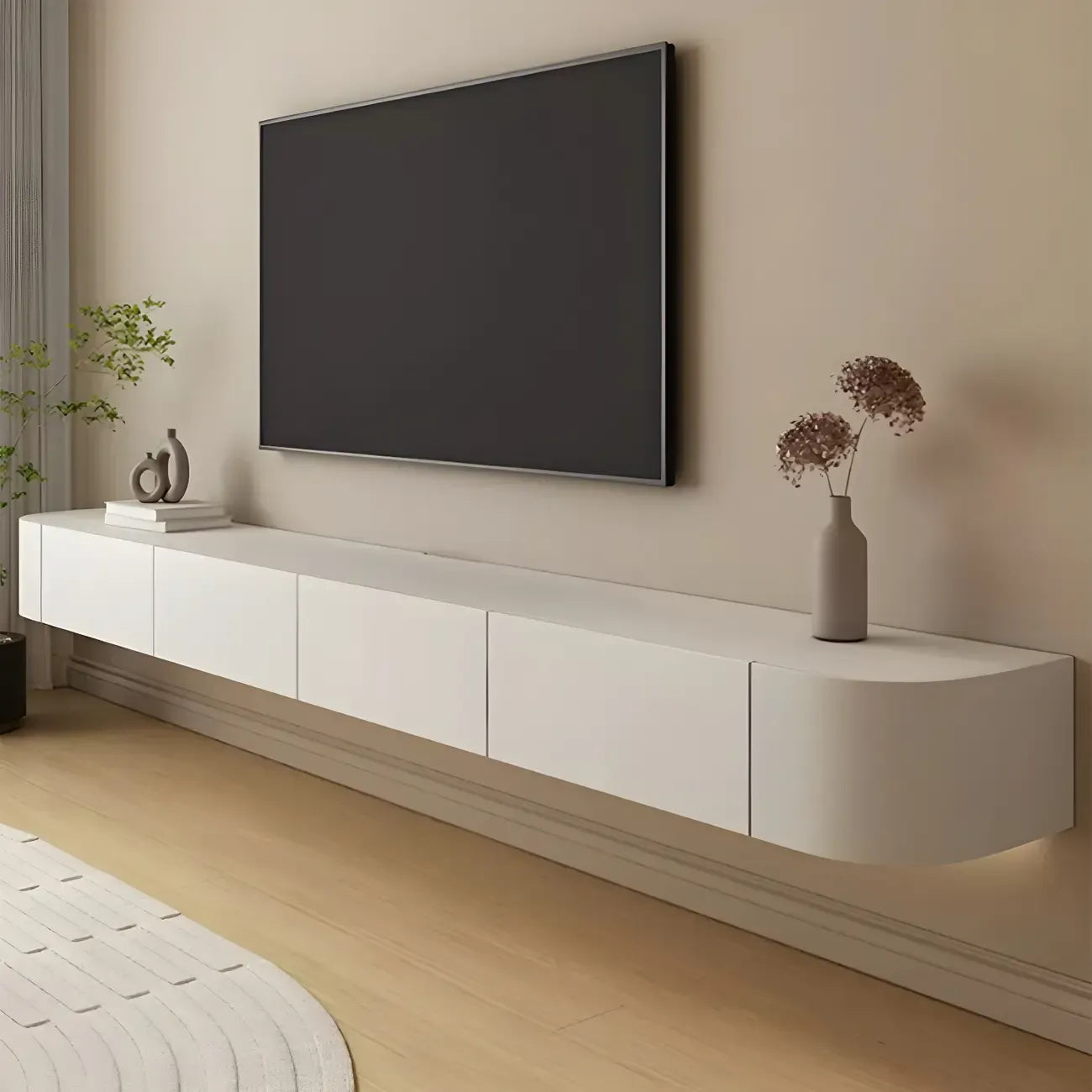 Meuble TV mural moderne en bois blanc