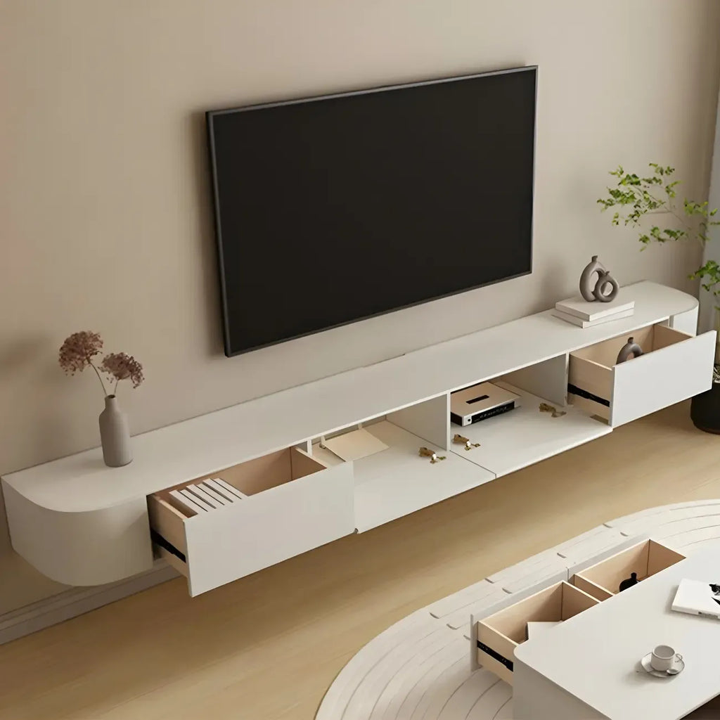 Meuble TV mural moderne en bois blanc