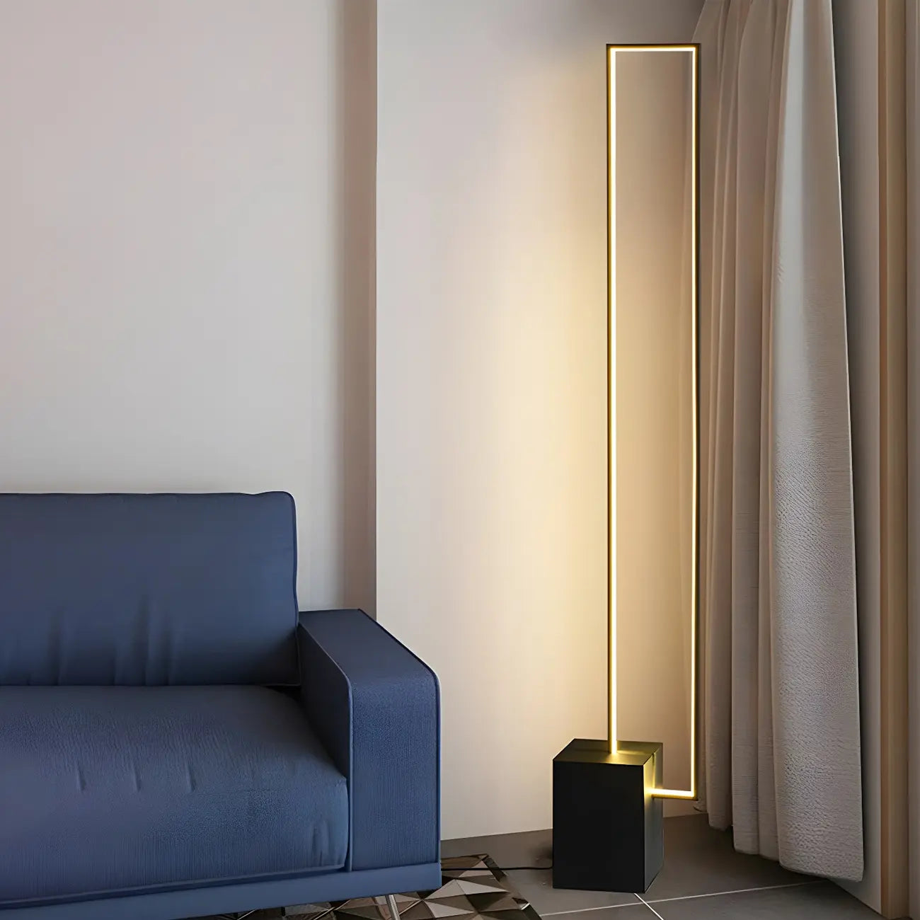 Lampadaire rectangulaire élégant à LED dimmable pour salon