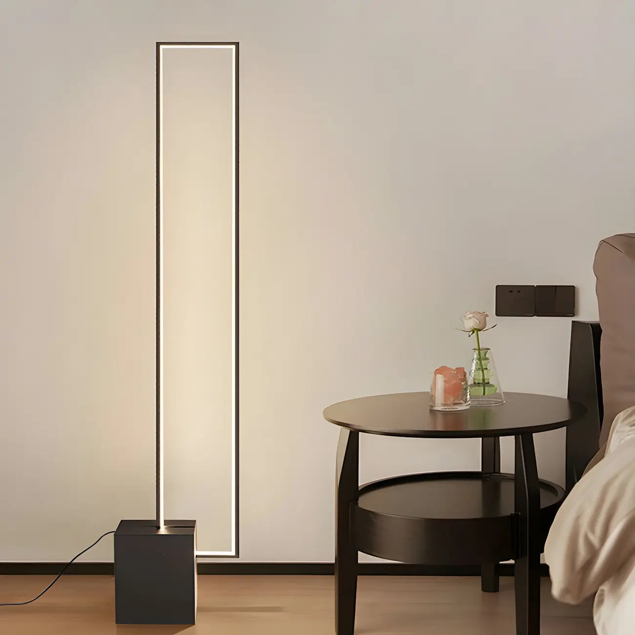 Lampadaire rectangulaire élégant à LED dimmable pour salon