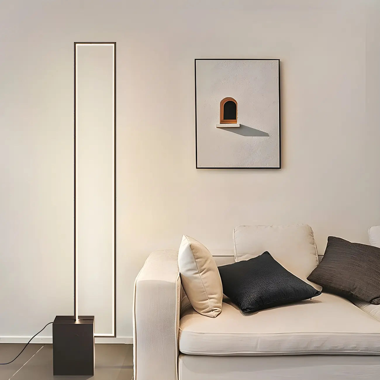 Lampadaire rectangulaire élégant à LED dimmable pour salon