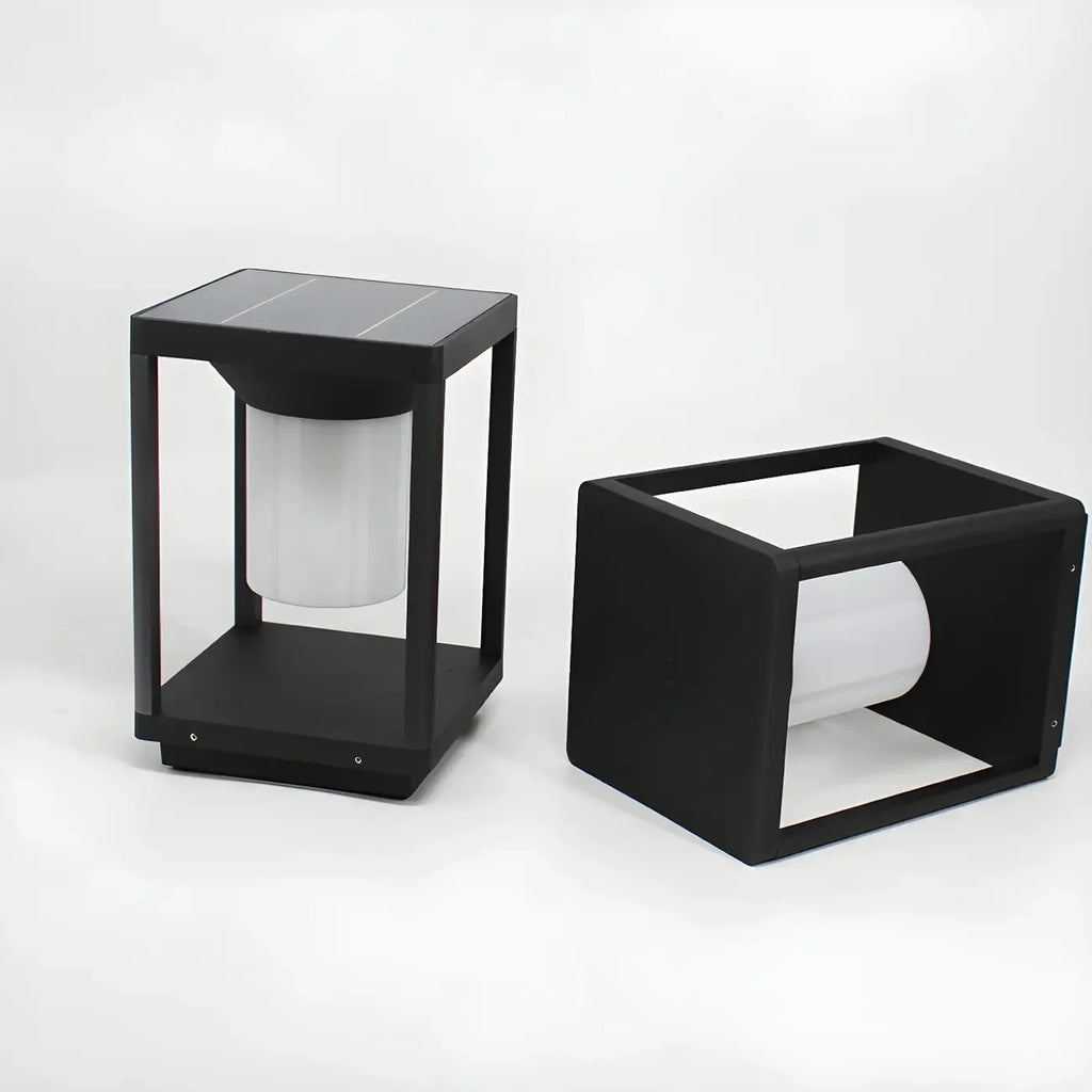 Lampes solaires d'extérieur rectangulaires simples en métal noir