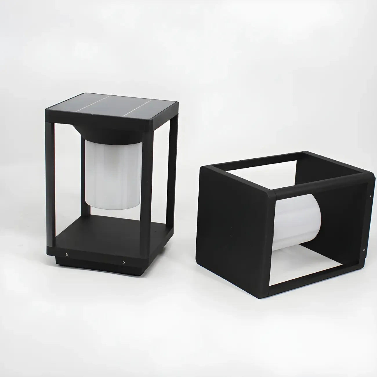 Lampes solaires d'extérieur rectangulaires simples en métal noir