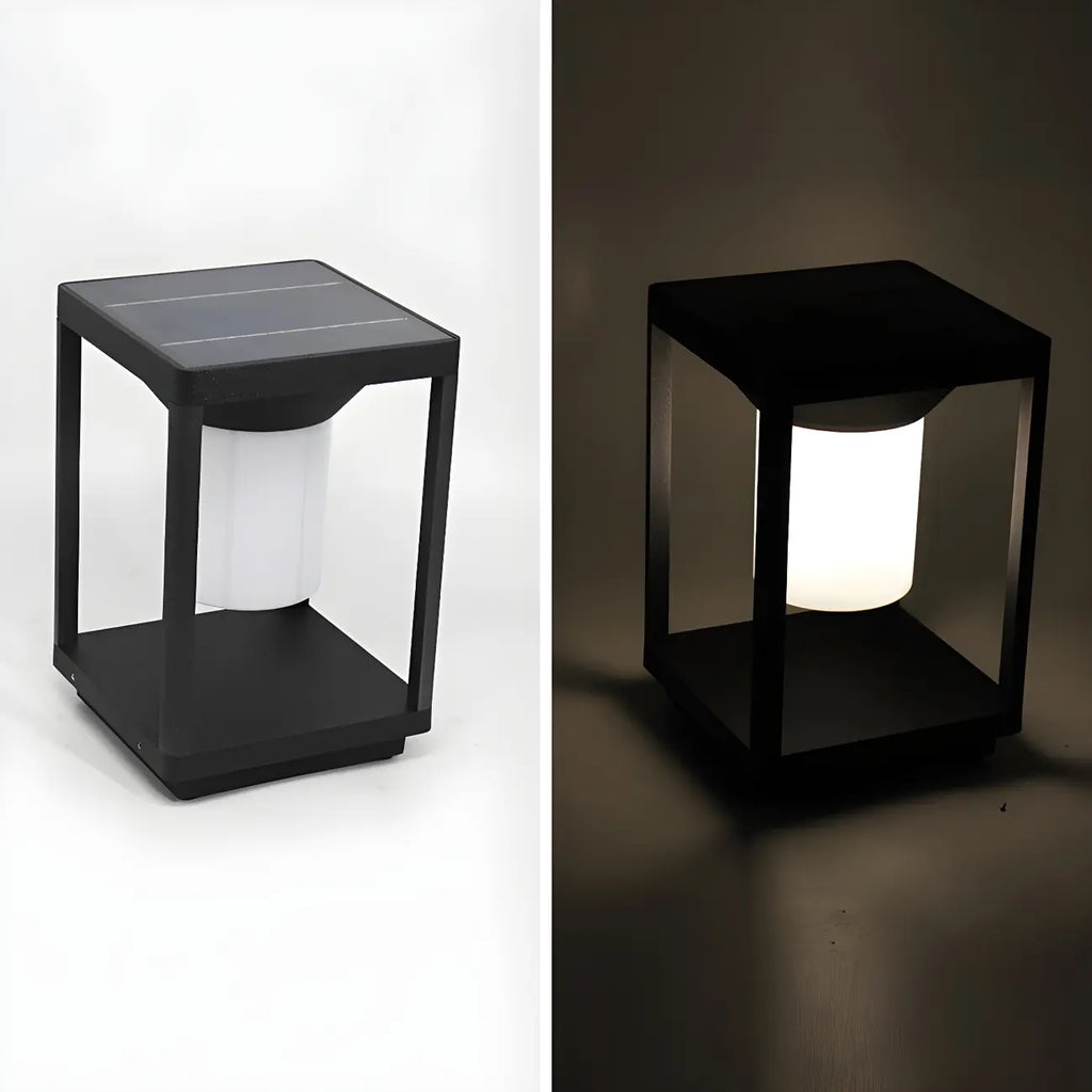 Lampes solaires d'extérieur rectangulaires simples en métal noir