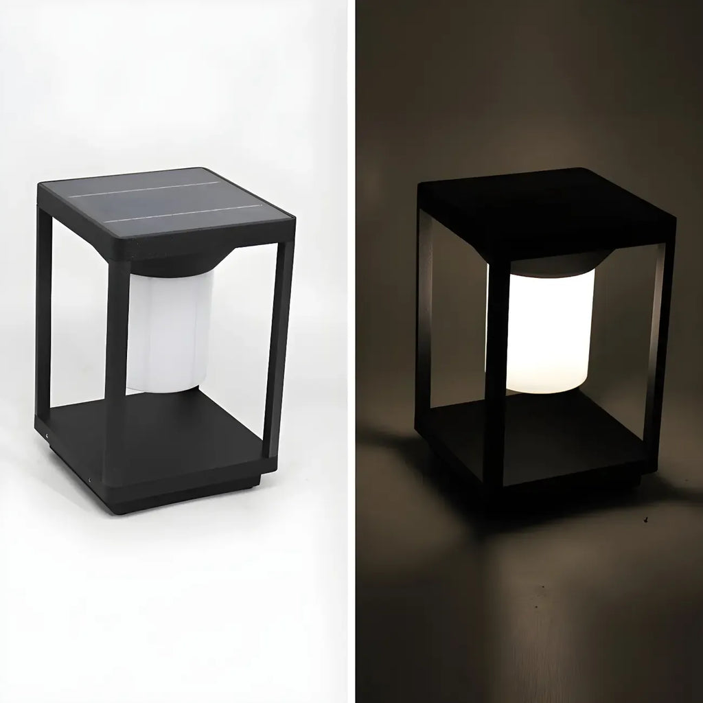 Lampes solaires d'extérieur rectangulaires simples en métal noir