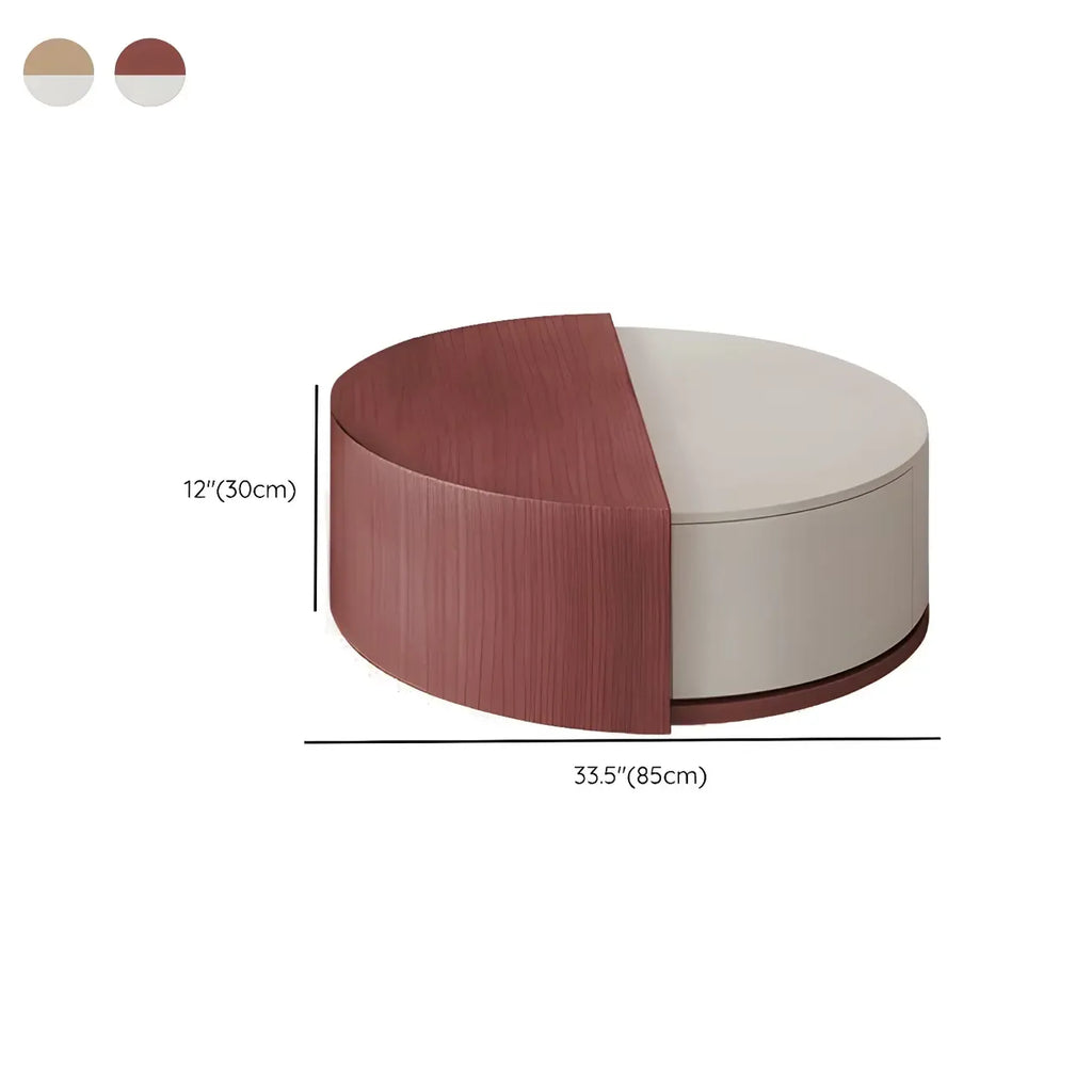 Table basse ronde nordique en bois naturel avec rangement