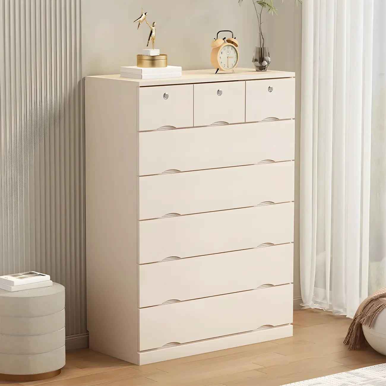 Commodes élégantes en bois blanc avec tiroirs à fermeture douce