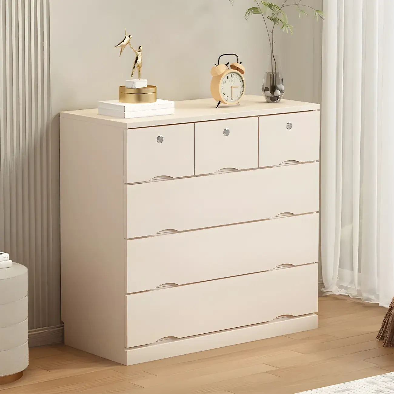 Commodes élégantes en bois blanc avec tiroirs à fermeture douce
