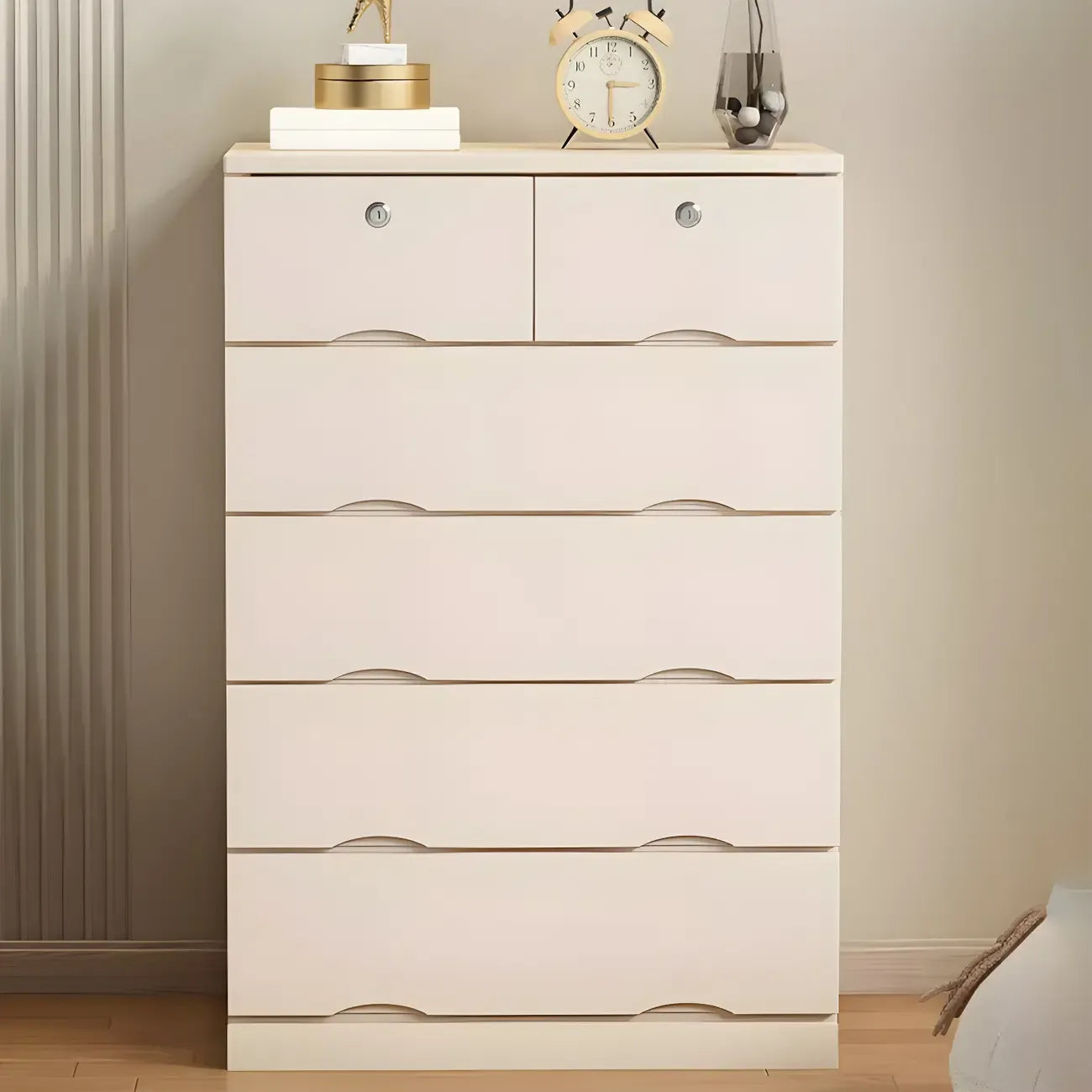 Commodes élégantes en bois blanc avec tiroirs à fermeture douce