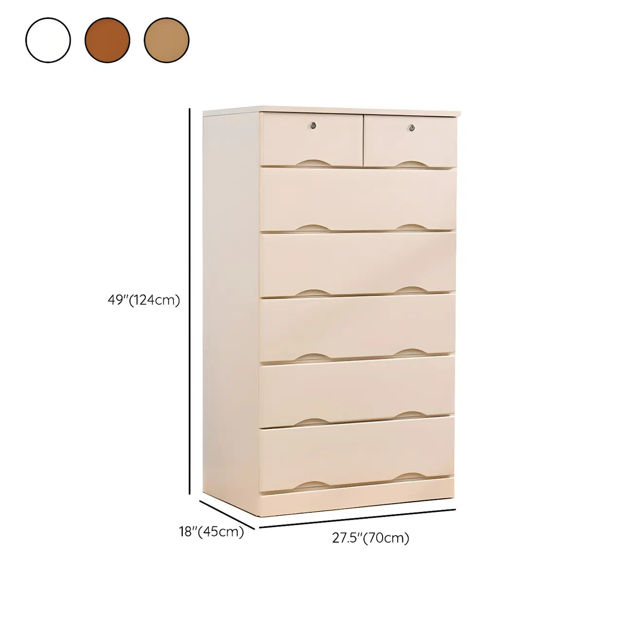 Commodes élégantes en bois blanc avec tiroirs à fermeture douce