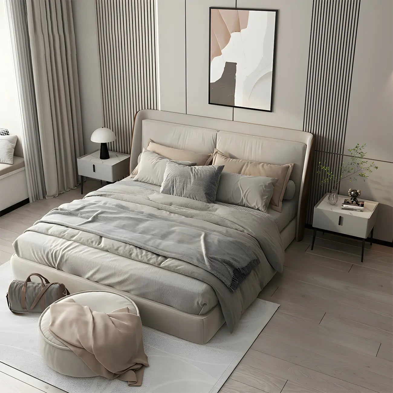 Table de chevet cubique étroite et tendance en bois avec pieds