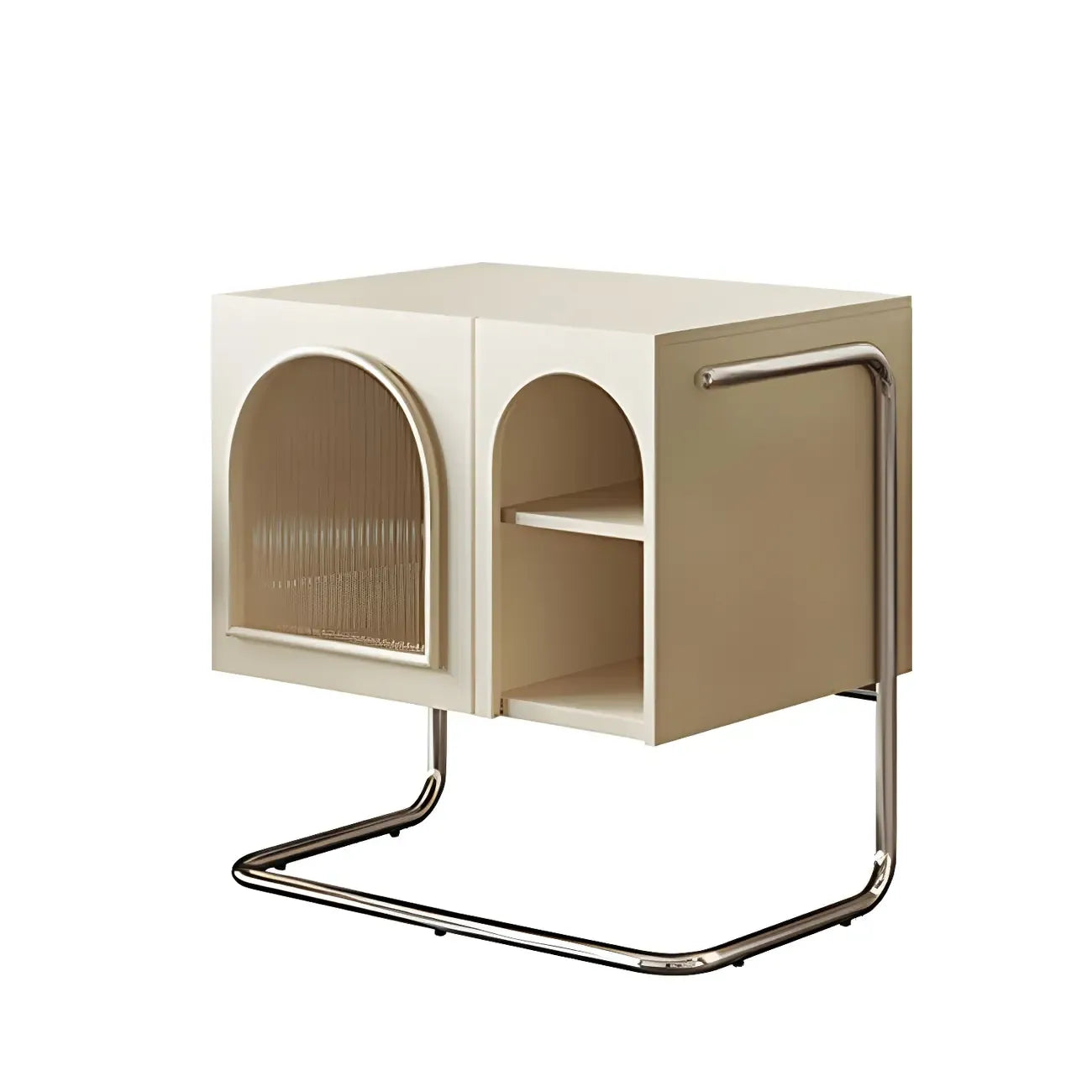 Table de chevet étroite cubique en bois noir avec base en acier