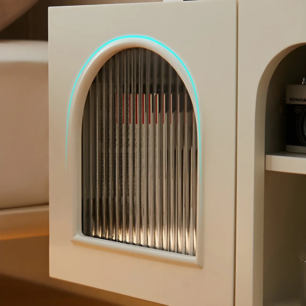 Table de chevet étroite cubique en bois noir avec base en acier