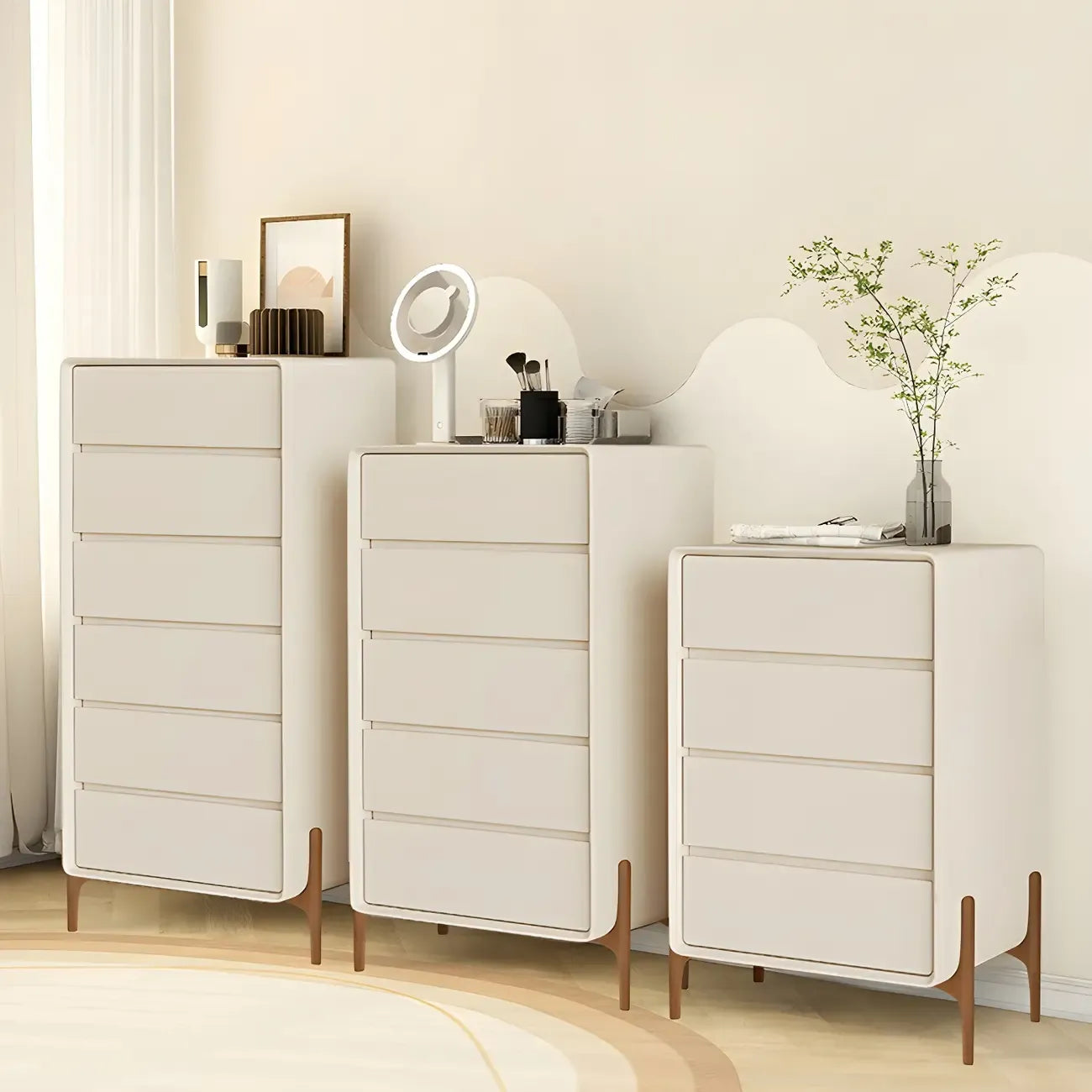 Coffre de rangement vertical moderne en bois massif avec fermeture amortie