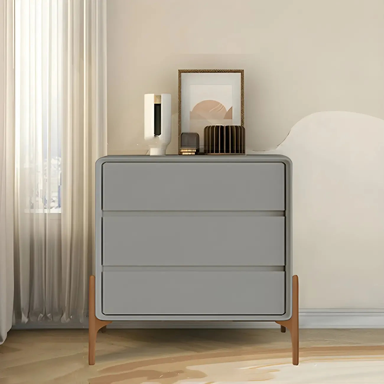 Coffre de rangement vertical moderne en bois massif avec fermeture amortie