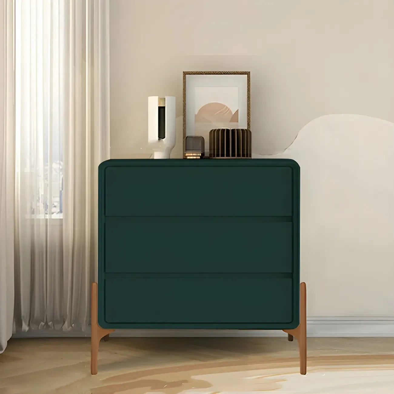 Coffre de rangement vertical moderne en bois massif avec fermeture amortie