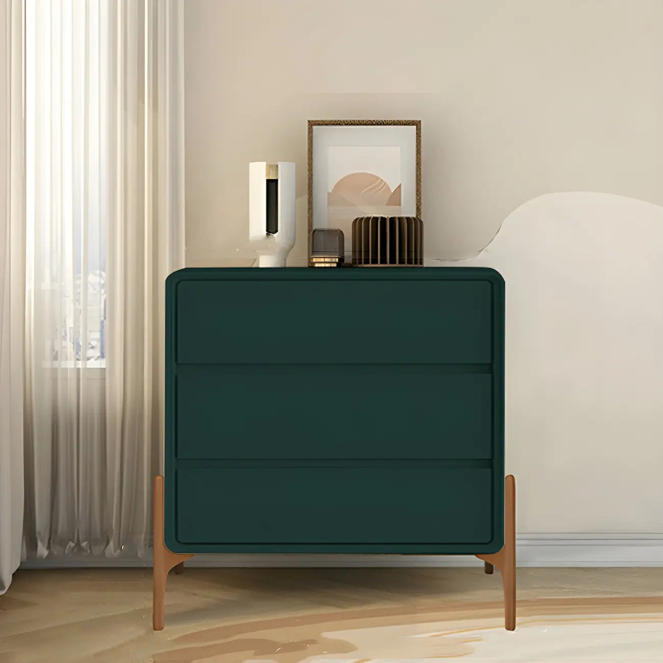 Coffre de rangement vertical moderne en bois massif avec fermeture amortie