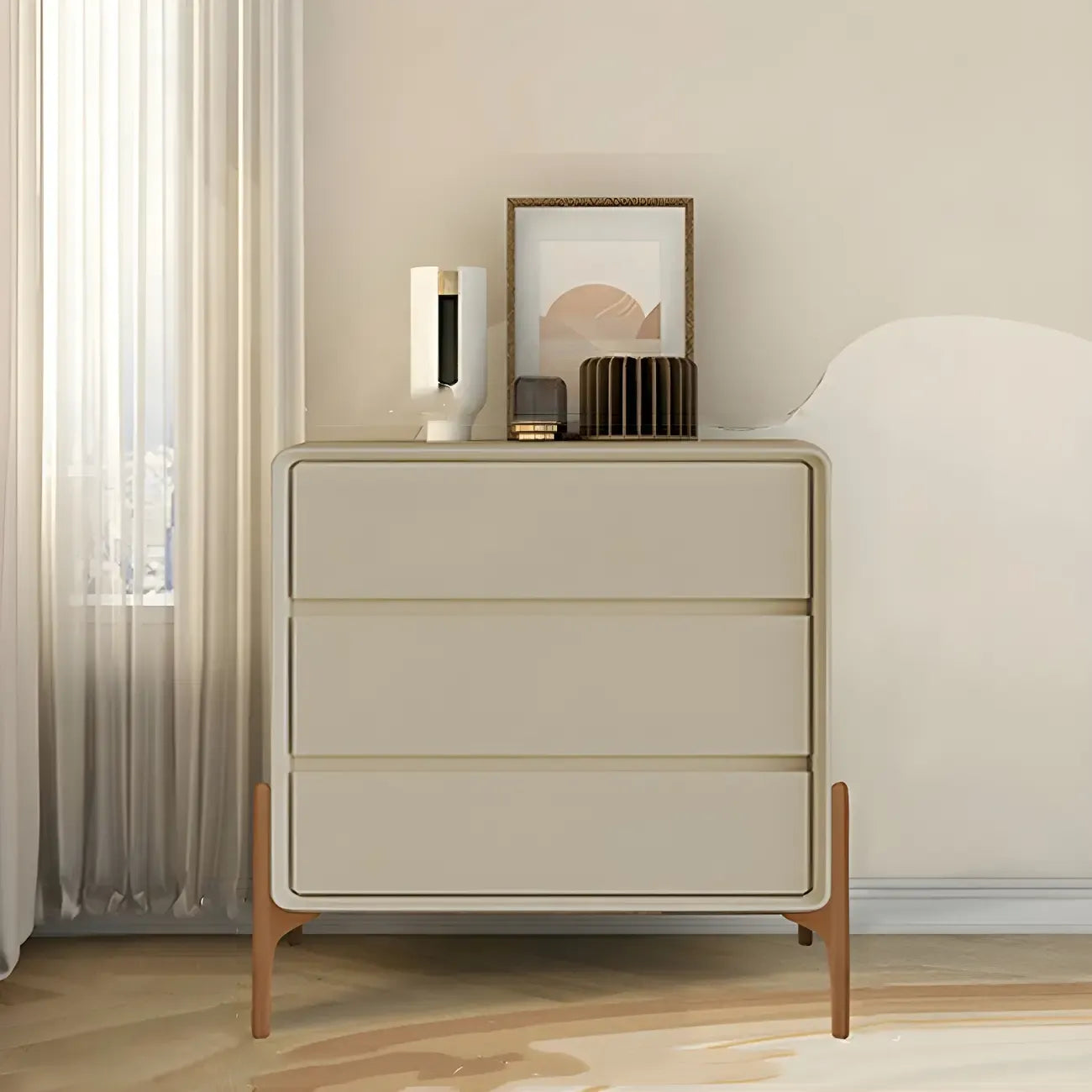 Coffre de rangement vertical moderne en bois massif avec fermeture amortie