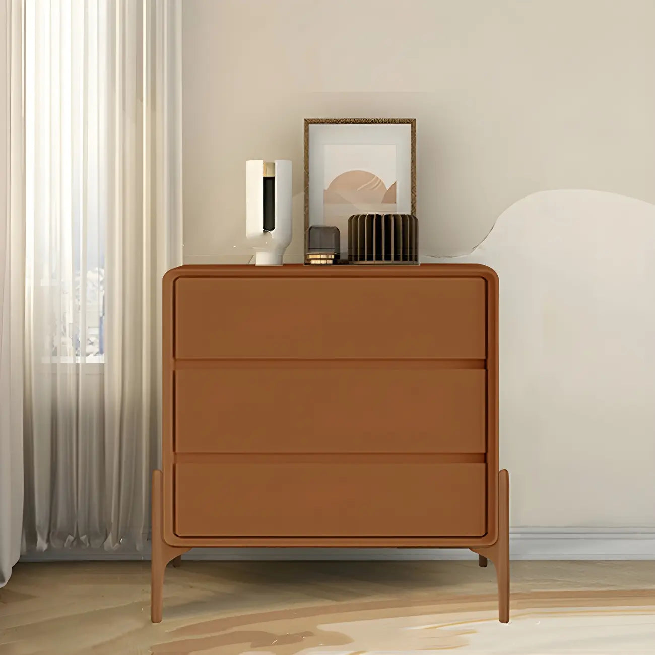 Coffre de rangement vertical moderne en bois massif avec fermeture amortie