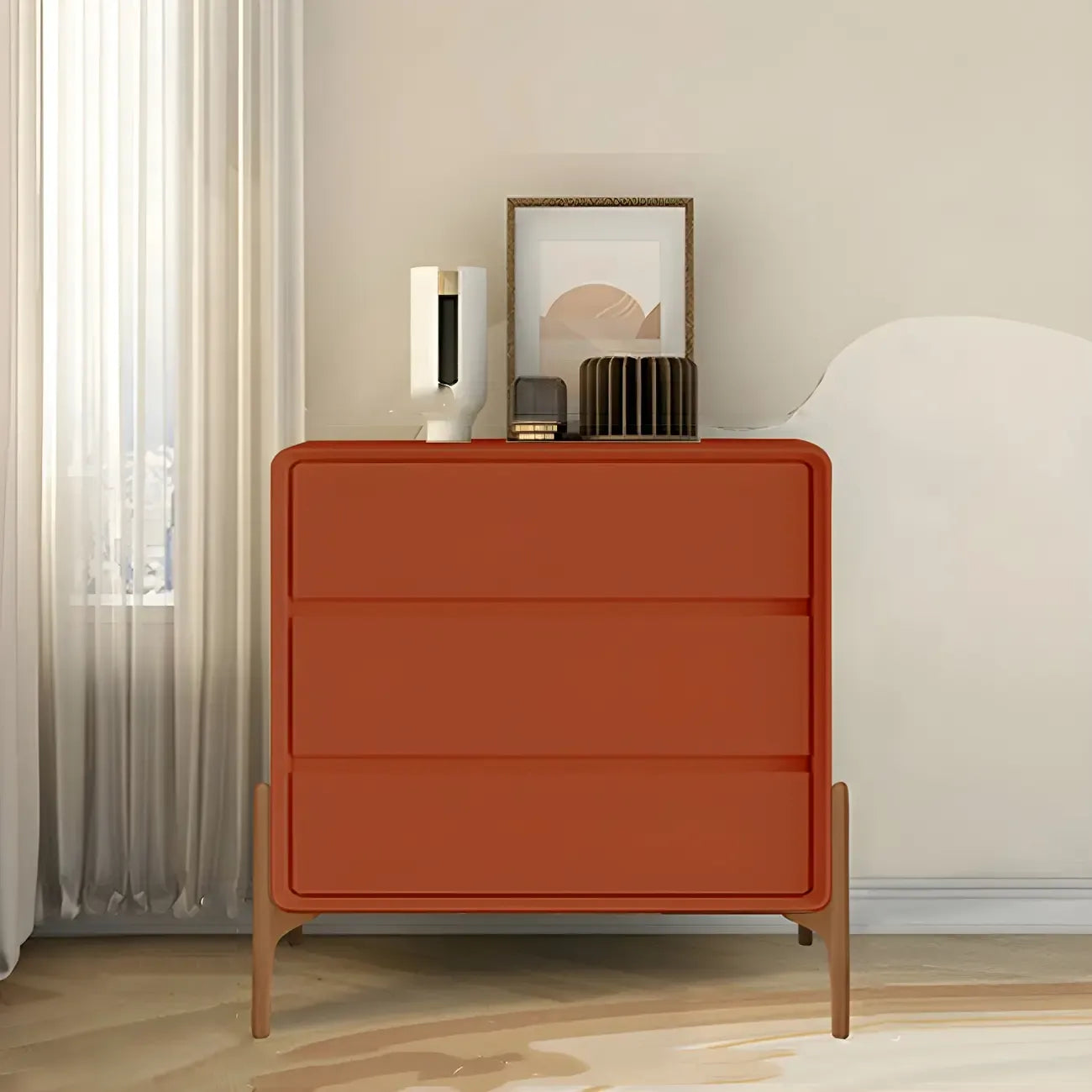 Coffre de rangement vertical moderne en bois massif avec fermeture amortie