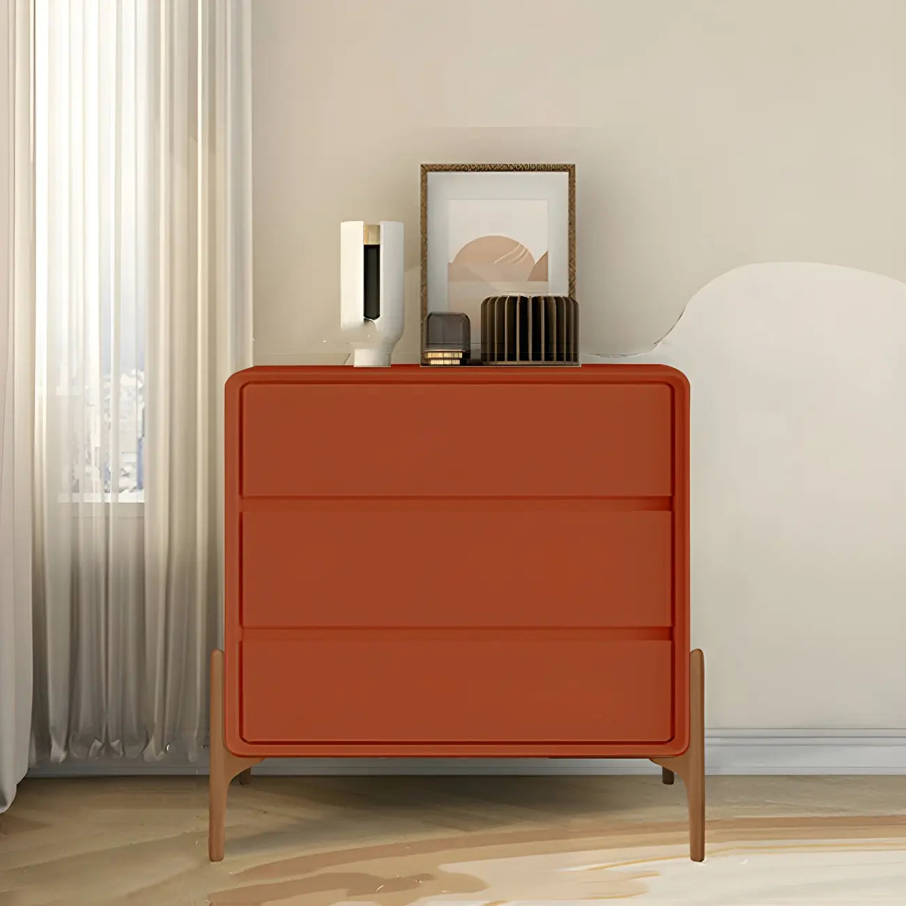 Coffre de rangement vertical moderne en bois massif avec fermeture amortie