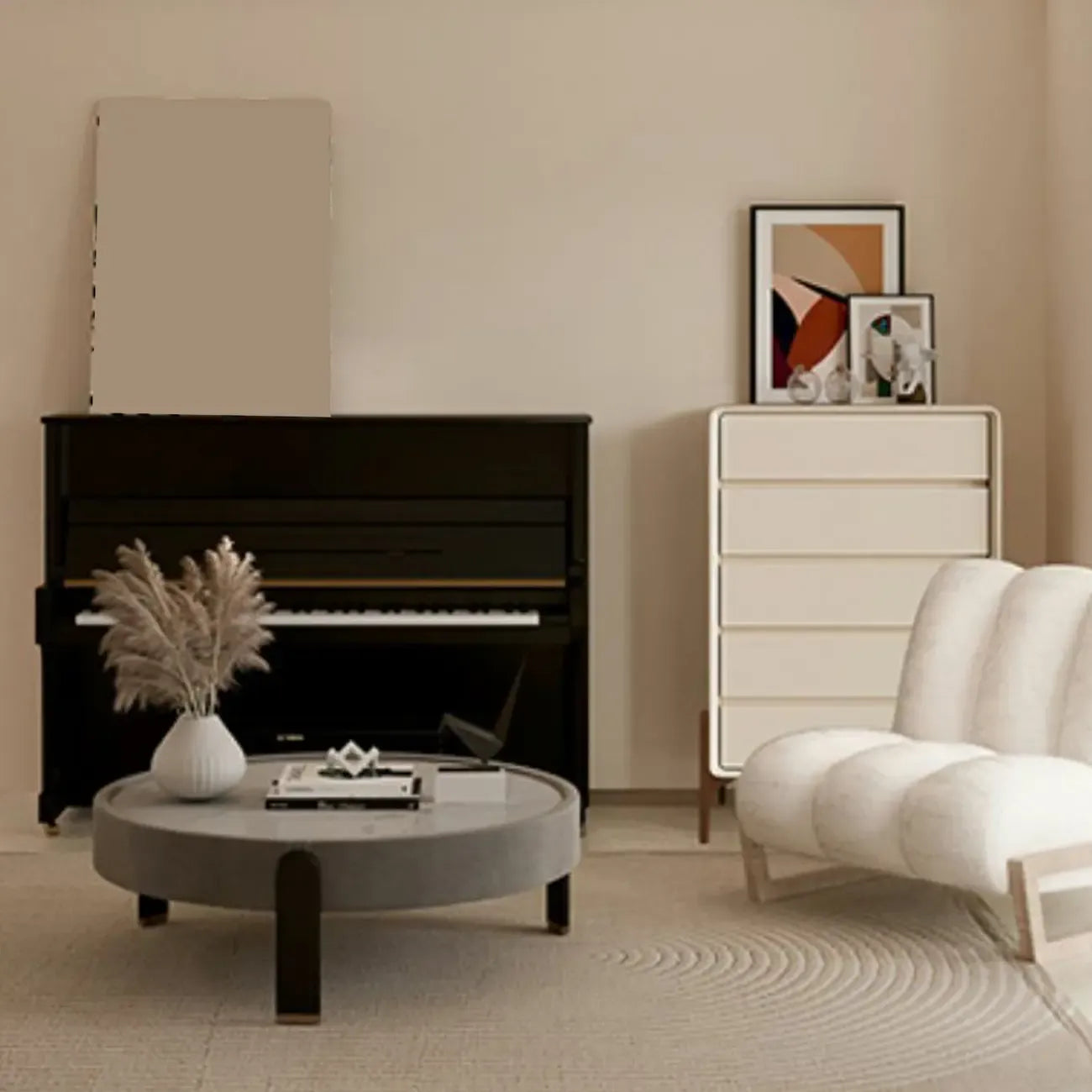 Coffre de rangement vertical moderne en bois massif avec fermeture amortie