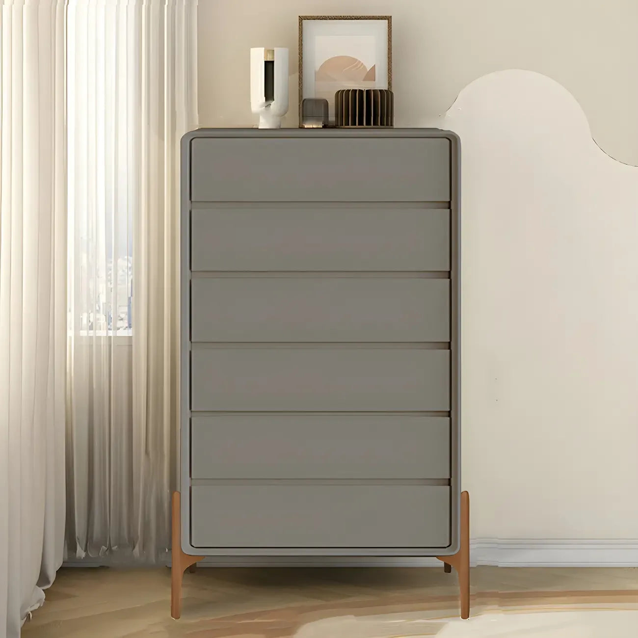Coffre de rangement vertical moderne en bois massif avec fermeture amortie