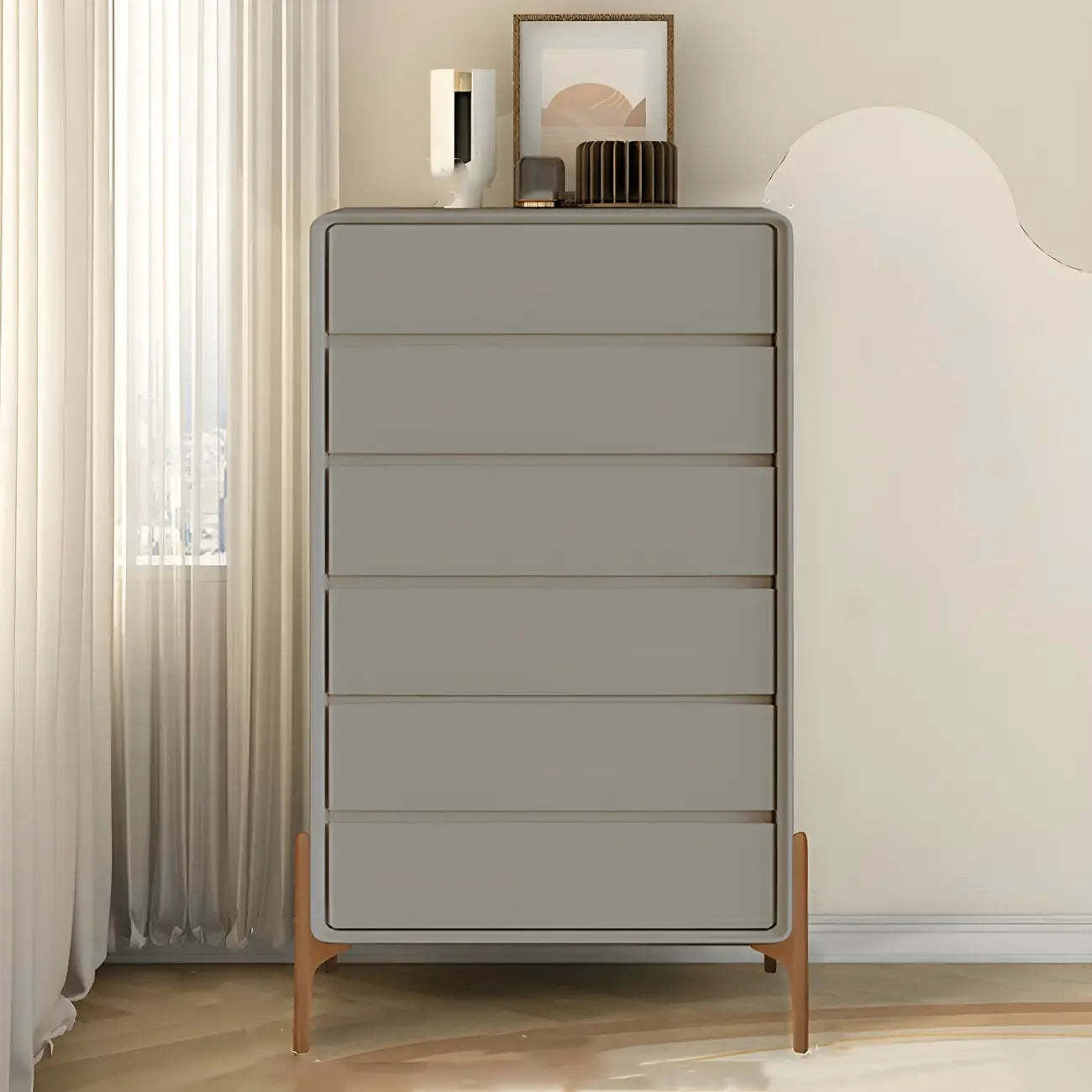 Coffre de rangement vertical moderne en bois massif avec fermeture amortie