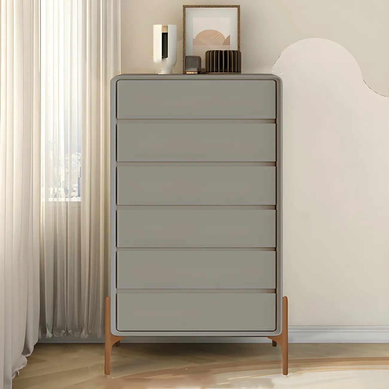 Coffre de rangement vertical moderne en bois massif avec fermeture amortie
