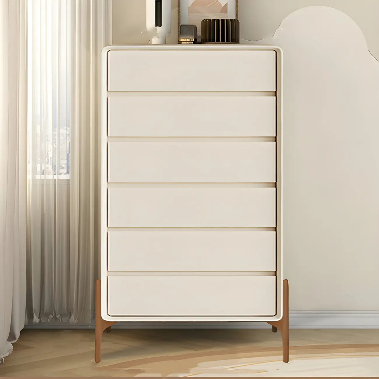Coffre de rangement vertical moderne en bois massif avec fermeture amortie