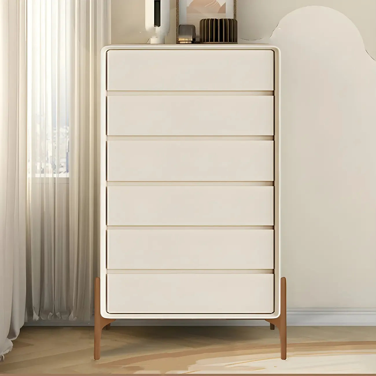 Coffre de rangement vertical moderne en bois massif avec fermeture amortie