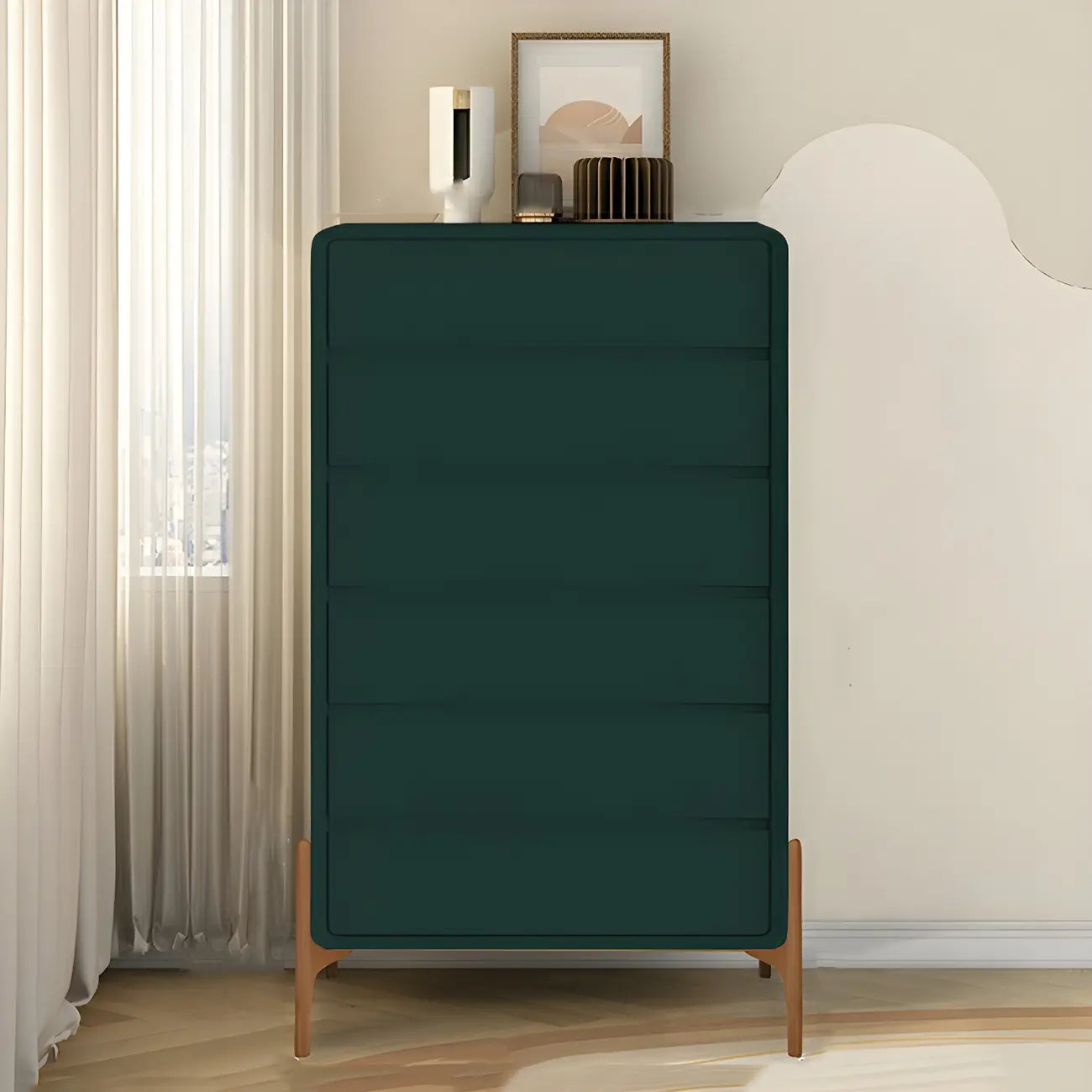Coffre de rangement vertical moderne en bois massif avec fermeture amortie